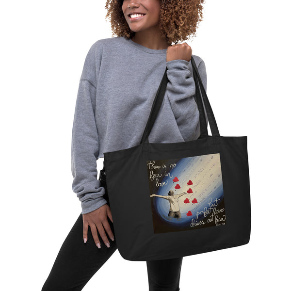 No Fear in Love by Tiffany Clem, Large organic tote bag